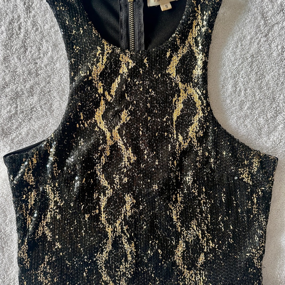 Phanuel Black and Gold Sequin Crop Top